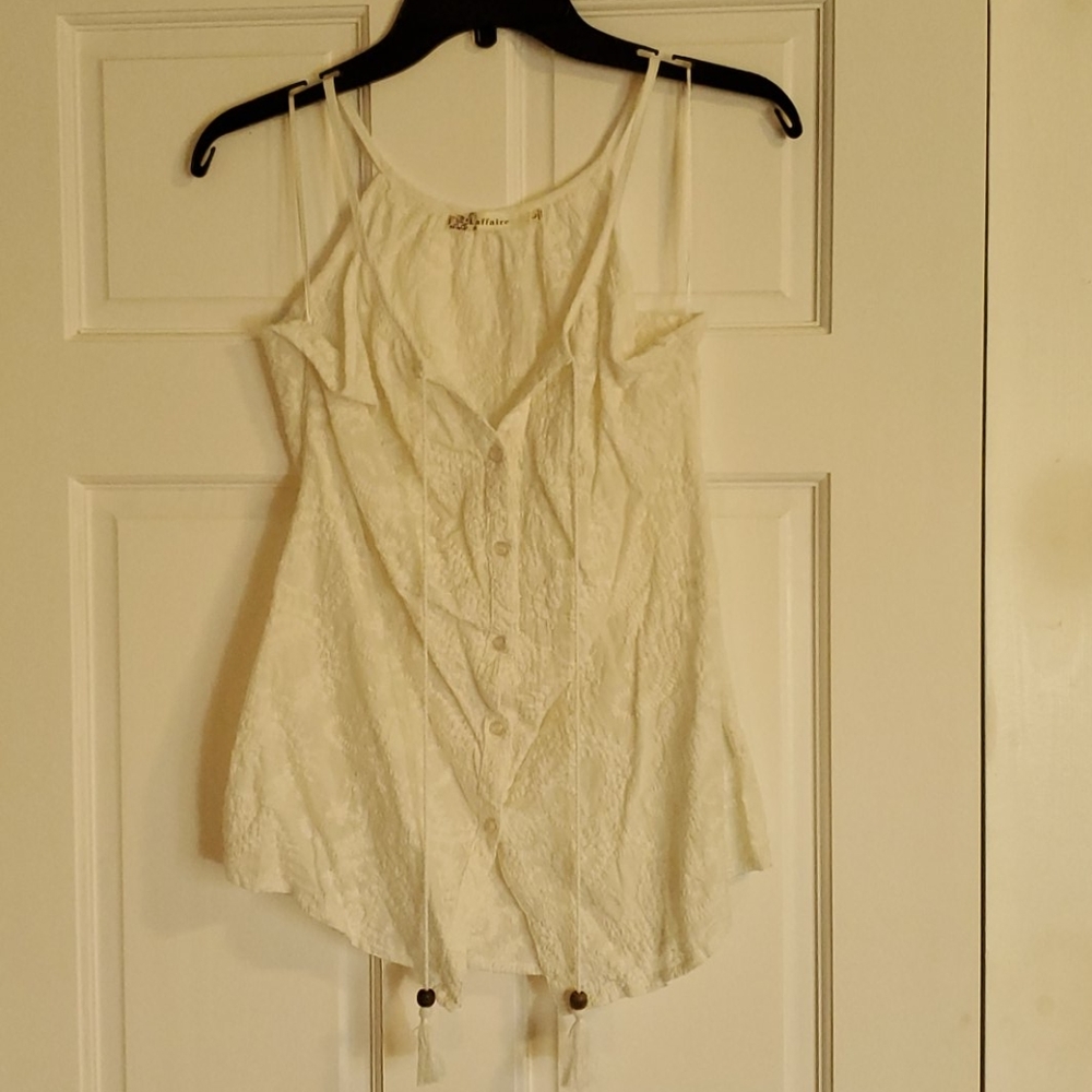 Laffaire Embroidered button tank